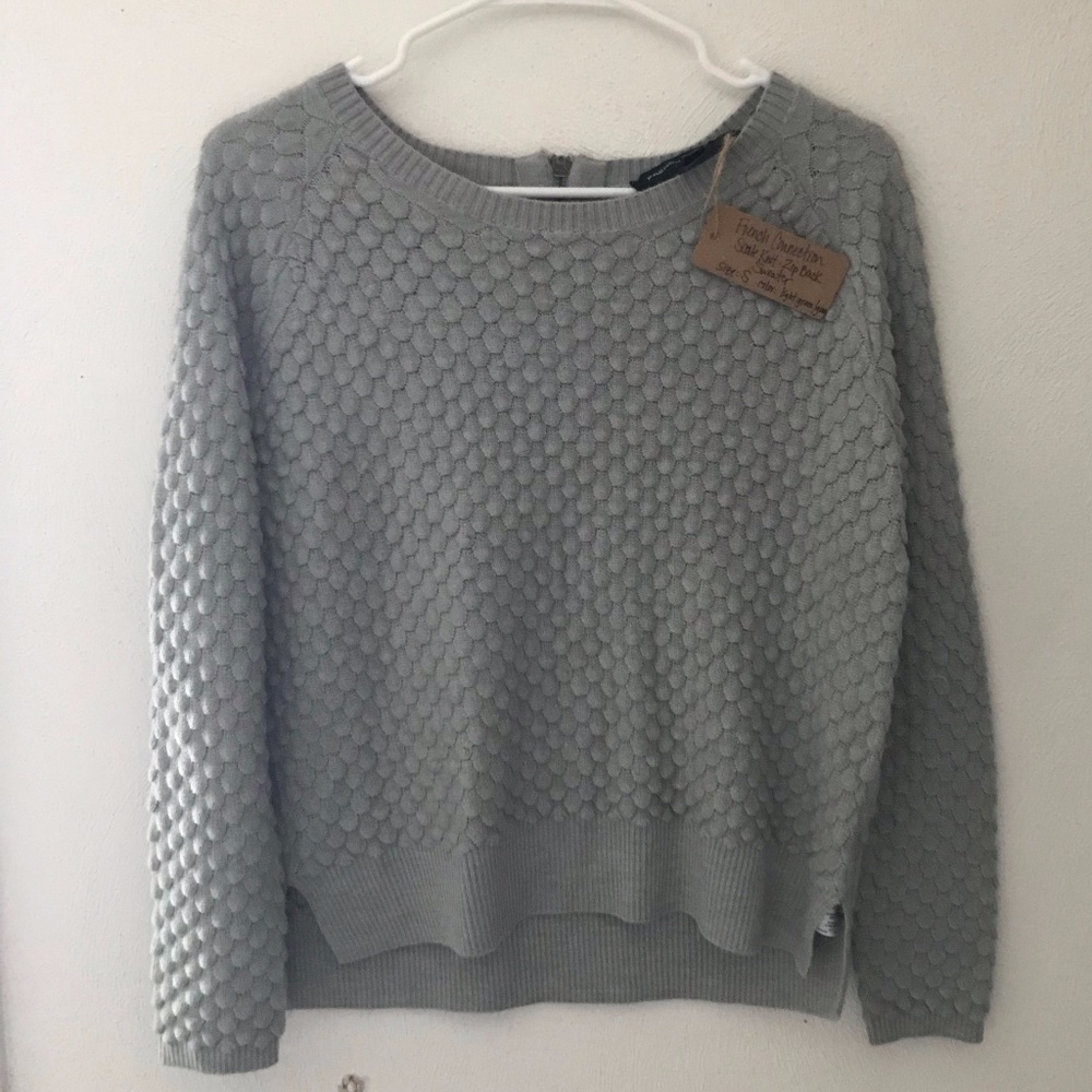 French Connection Scallop Knit Grey Sweater